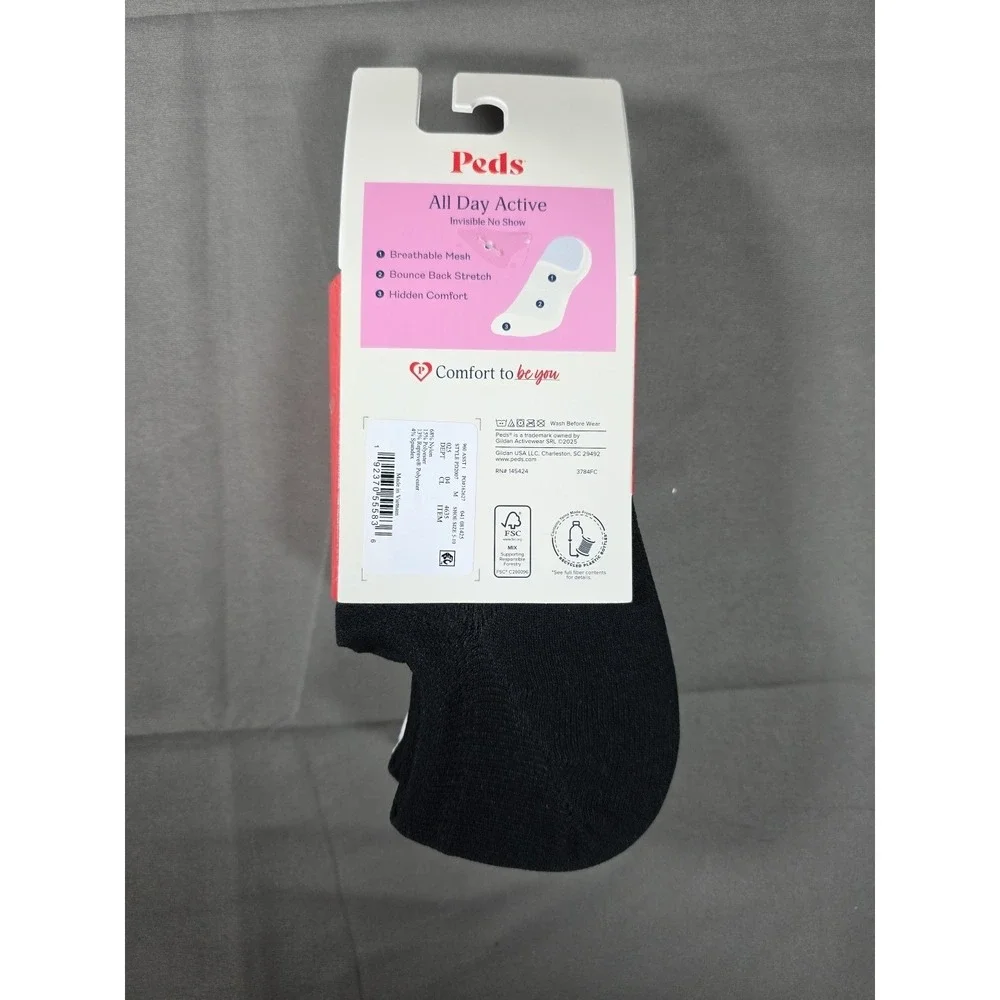 Peds Women's‎ No Show All Day Active Invisible Socks Medium 5-10 6 Pairs